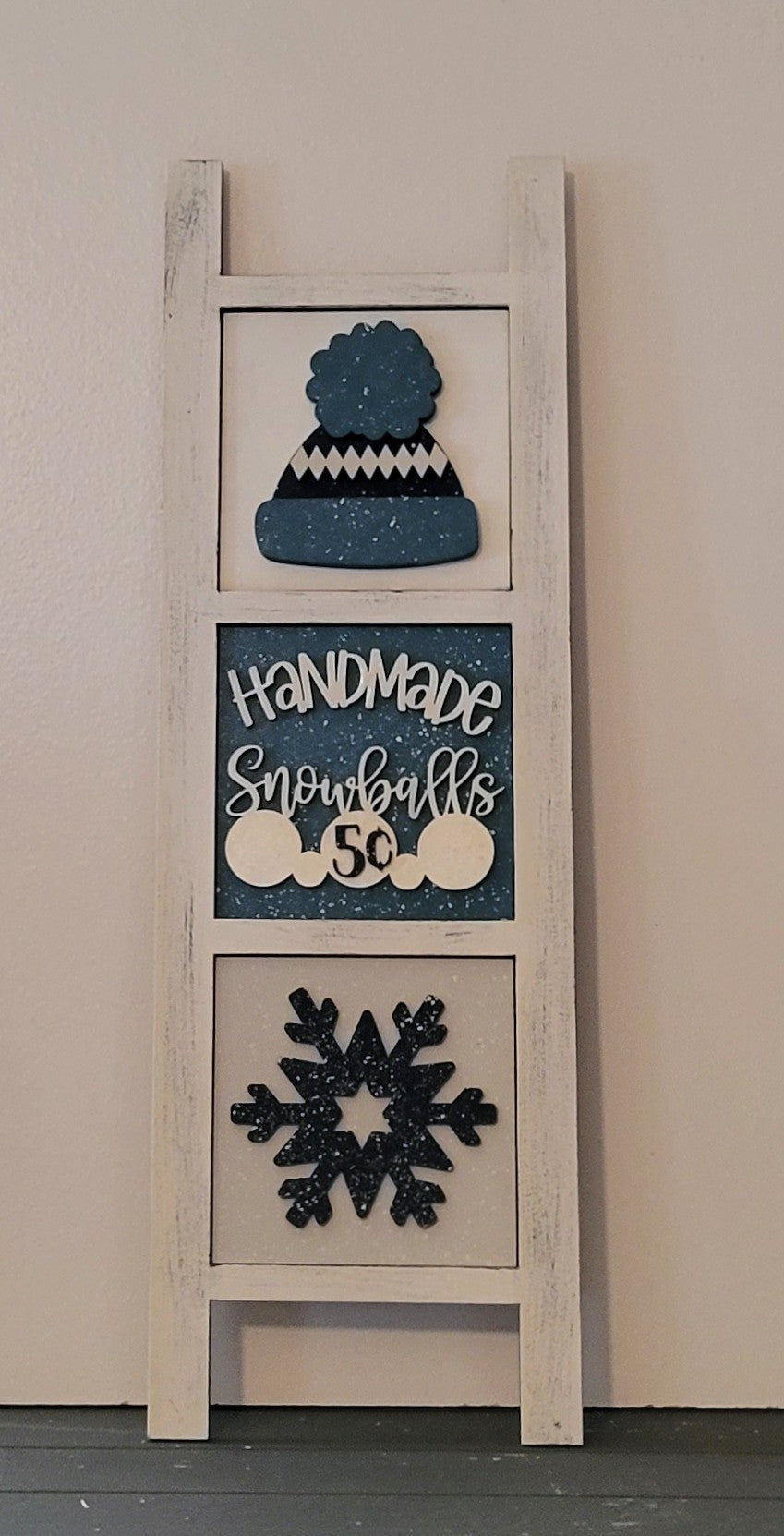 Winter Ladder - Handmade Snowballs